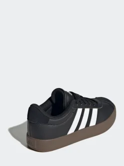 Noir/Tan - adidas Vl Cour 3.0 Baskets enfant en daim à lacets