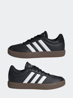 Noir/Tan - adidas Vl Cour 3.0 Baskets enfant en daim à lacets