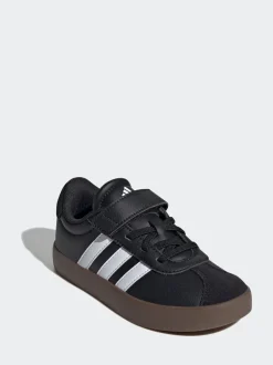 Noir/Tan - adidas Vl Cour 3.0 Baskets enfant à crochets et boucles