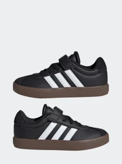 Noir/Tan - adidas Vl Cour 3.0 Baskets enfant à crochets et boucles