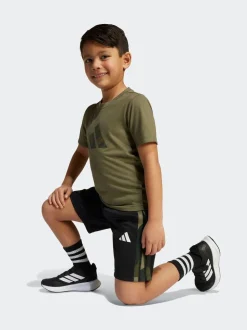 Noir/Vert - adidas Train Essentials Ensemble t-shirt et short à logo camouflage pour enfant