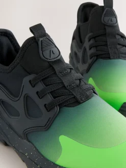 Noir/Vert ombre - Entraîneurs en dentelle élastique