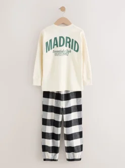 Noir/Vert/Blanc - Lot de 3 pyjamas tissés à carreaux (3-16ans)