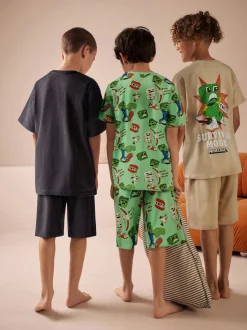 Noir/vert/pierre - Pyjama court Minecraft 100% coton 3 (3-16ans)