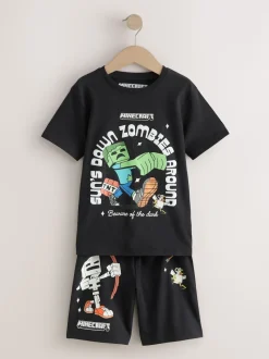 Noir/vert/pierre - Pyjama court Minecraft 100% coton 3 (3-16ans)