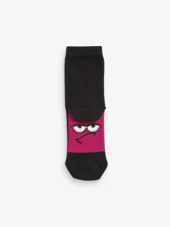 Noir/visages lumineux - Paquet de chaussettes en coton riche 7