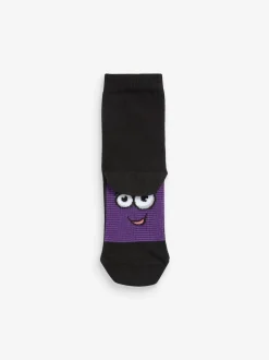 Noir/visages lumineux - Paquet de chaussettes en coton riche 7