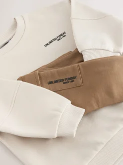 Off White écru - Ensemble sweat-shirt utilitaire et jogging super fin (3mths-7yrs)