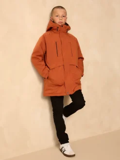 Orange - Parka Résistant à la douche doublée de polaire (3-16ans)