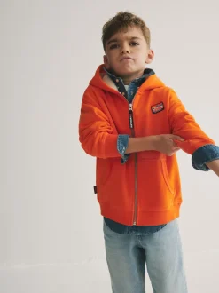 Orange - Sweat-shirt à capuche Superdry zippé