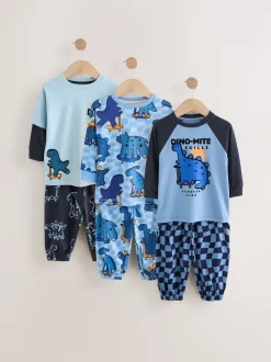 Orange/Dinosaur marine - Lot de 3 pyjamas oversize (9mois-10ans)
