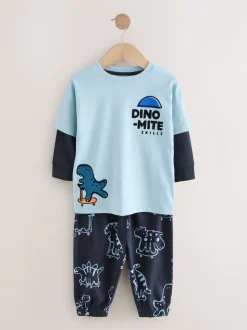 Orange/Dinosaur marine - Lot de 3 pyjamas oversize (9mois-10ans)