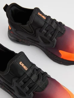 Orange/Noir - Entraîneurs en dentelle élastique