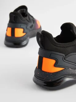 Orange/Noir - Entraîneurs en dentelle élastique