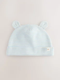 Ours bleu - Ensemble 4 pièces bonnet et bavoirs bébé (0-18mois)