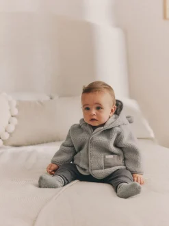 Ours gris - Cosy Borg Veste Bébé en laine polaire