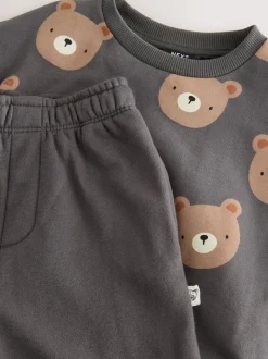 Ours gris anthracite partout - Ensemble Sweatshirt et Joggers Rayure (3mths-7yrs)