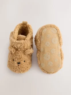 ours marron - Chaussons bébé à fermeture par contact (0-2mois)