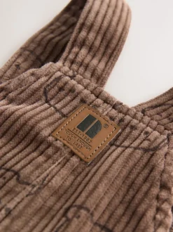 Ours Marron Imprimé - Salopette en velours côtelé (3mths-7yrs)