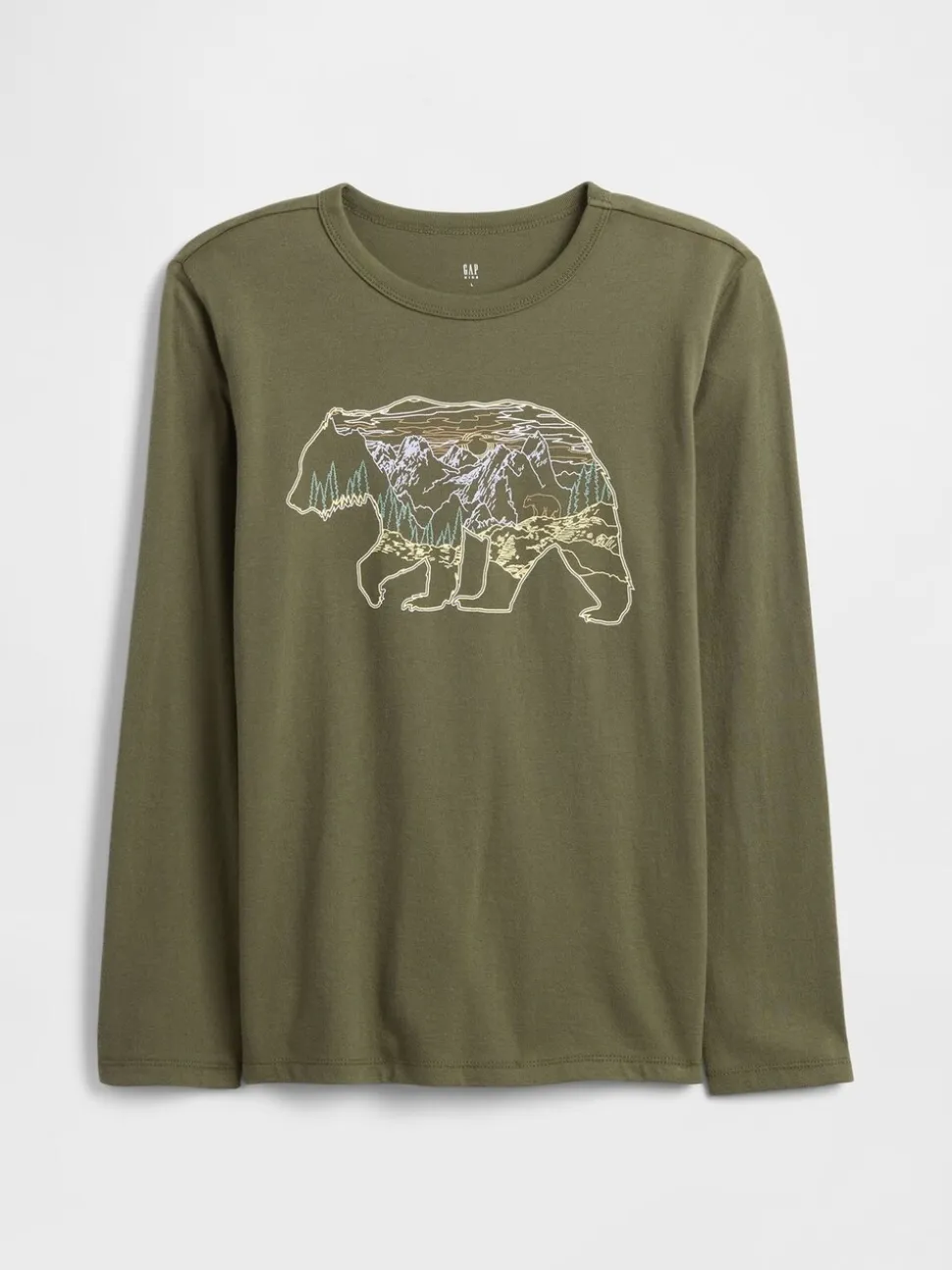ours Vert - T-shirt Gap 100% coton à manches longues (4-13ans)