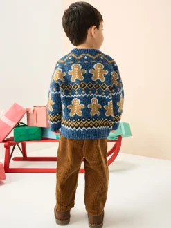 Pain d’épice Bleu bleu marine - Pull de Noël en maille (3 mois-7 ans)