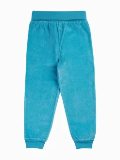 Pantalon Frugi pull up en velours côtelé carotte bleu