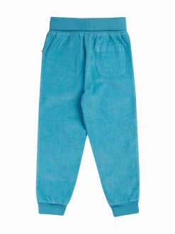 Pantalon Frugi pull up en velours côtelé carotte bleu