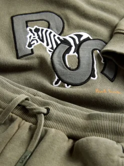 Paul Smith Junior ensemble sweat-shirt à capuche et survêtement vert kaki imprimé zèbre