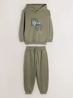 Paul Smith Junior ensemble sweat-shirt à capuche et survêtement vert kaki imprimé zèbre