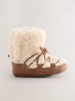 Peau de mouton neutre - Bottes bébé doublées chaudes (0-2 mois)