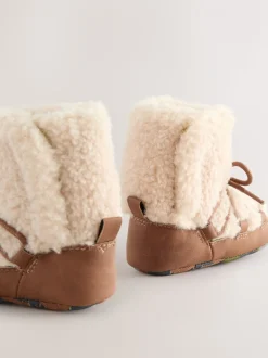 Peau de mouton neutre - Bottes bébé doublées chaudes (0-2 mois)