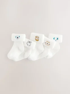 Personnage blanc - Chaussettes à roulettes brodées 5 Lot (0mths-2yrs)