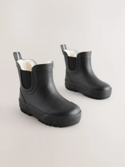 Plaine noire - Bottines en caoutchouc avec doublure chaude