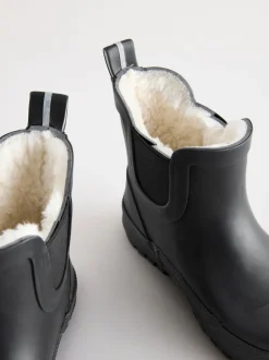 Plaine noire - Bottines en caoutchouc avec doublure chaude