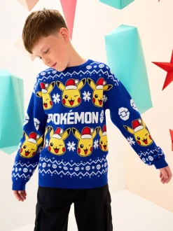 Pokémon bleu vif - Pull de Noël (3-16 ans)