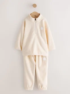 Polaire écru Off White - Ensemble haut demi-zip et jogging (3mois à7ans)