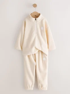 Polaire écru Off White - Ensemble haut demi-zip et jogging (3mois à7ans)
