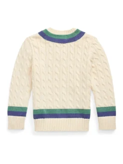 Polo Ralph Lauren pull en maille torsadée de cricket à col en V