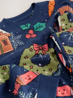 Pudding bleu marine - Pyjama de Noël familial assorti (9mois16ans)
