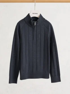 Pull à demi-fermeture éclair Reiss Findlay en laine mérinos