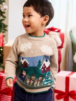 Pull à motif scène de Noël Jojo Maman Bébé