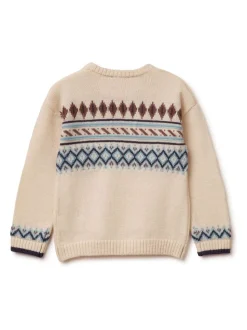 Pull Benetton Crème Fair Isle en maille
