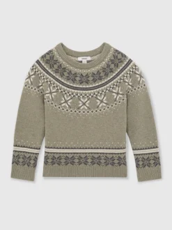 Pull col rond Reiss Sydney Fair Isle en laine