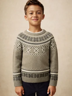 Pull col rond Reiss Sydney Fair Isle en laine