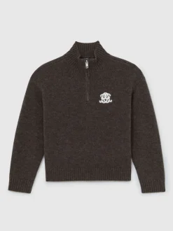 Pull décontracté à demi-zip en mélange de laine coupe unisexe Reiss Curtis