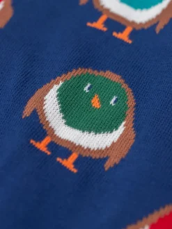 Pull de Noël Frugi Jolly bleu en maille