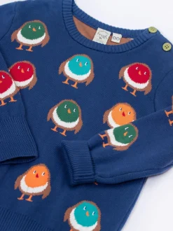Pull de Noël Frugi Jolly bleu en maille