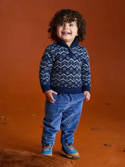 Pull JoJo Maman Bébé Fair Isle en maille à demi-fermeture éclair