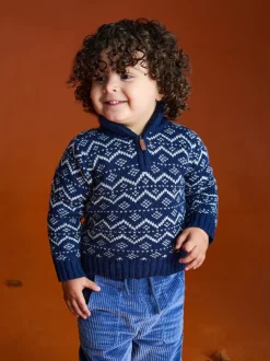 Pull JoJo Maman Bébé Fair Isle en maille à demi-fermeture éclair
