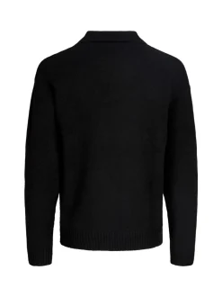 Pull noir en maille à col fendu JACK & JONES Junior